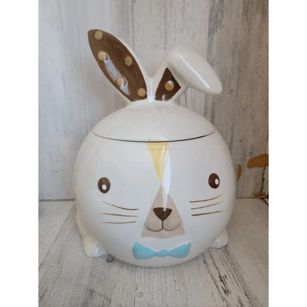 target Easter bunny cookie jar‎ bowtie spring home decor